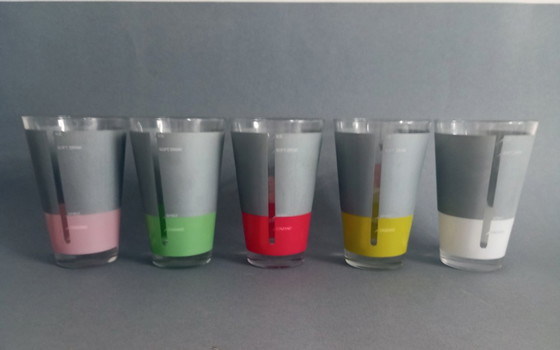 Image 1 of 5x Street-Art Design Cinzano Glas-Set - 1990er Jahre