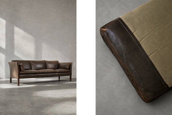Image 1 of Divano Cromwell in pelle stile Mid-Century Modern, disegnato da Arne Norell negli anni '60.