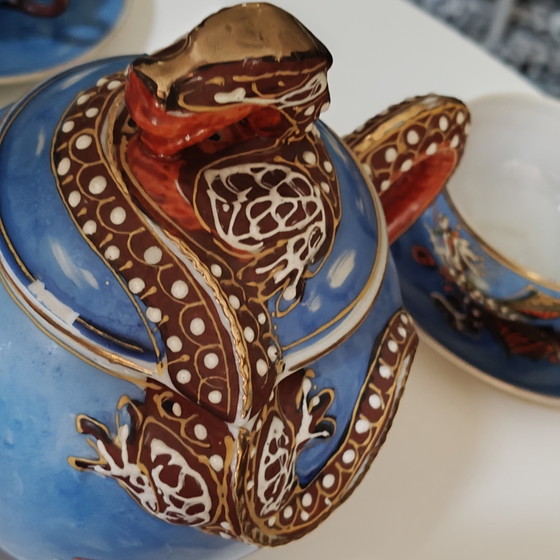 Image 1 of Juego de té japonés Dragonware para 6 personas – Juego decorado con Blue Moriage