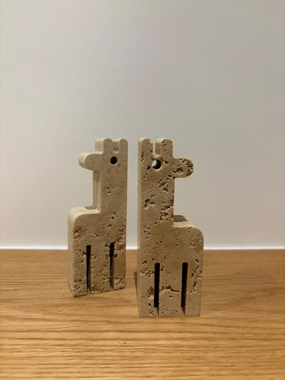 Image 1 of Pair of travertine giraffes, Fratelli Mannelli, Italy, 1970s