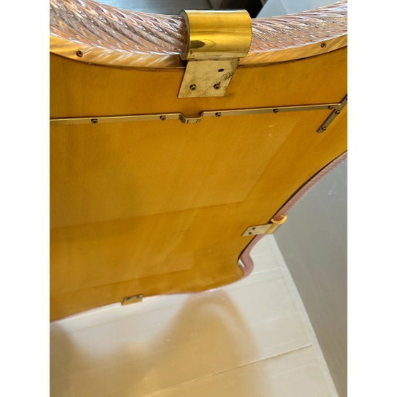 Image 1 of Espejo de diseño de cristal Torchon escenográfico de estilo Murano – Simoeng, rosa y dorado