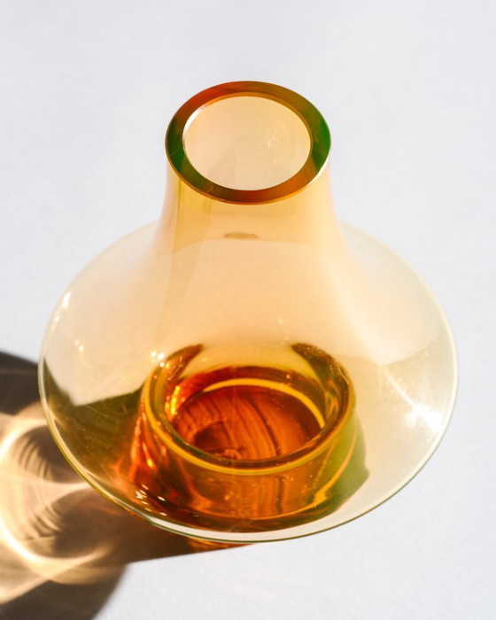 Image 1 of WMF Cari Zalloni Uranium Glass Vase Duo Space-Age Design Vintage Futurism Style