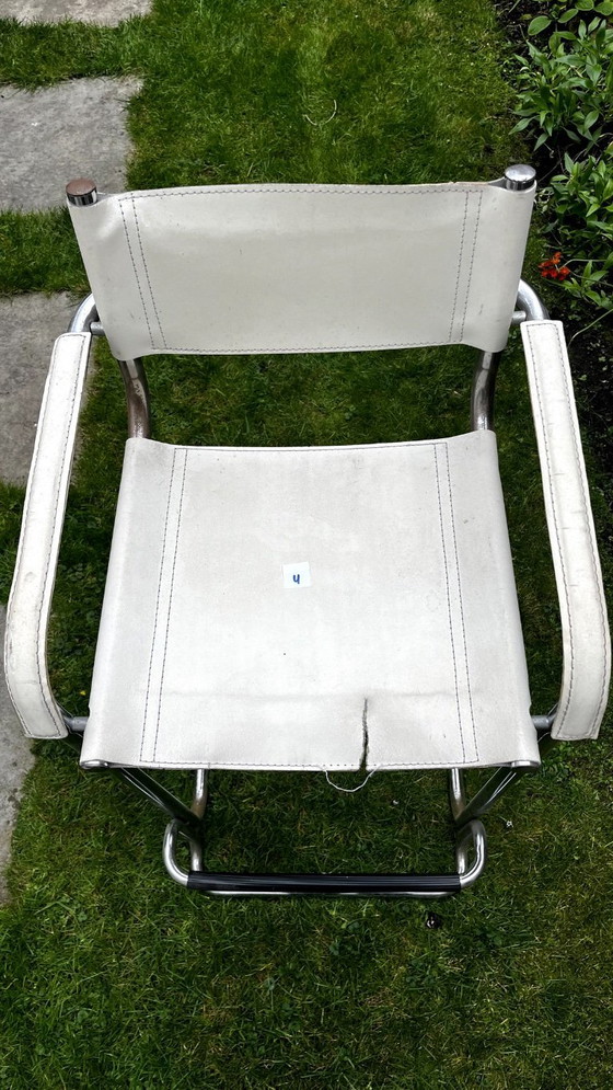 Image 1 of 4 x Tabourets de bar vintage blanc + chrome