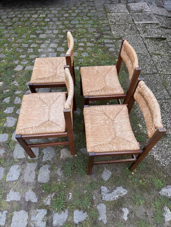 Image 1 of Stoelen Wengé hardhout en rotan (4)