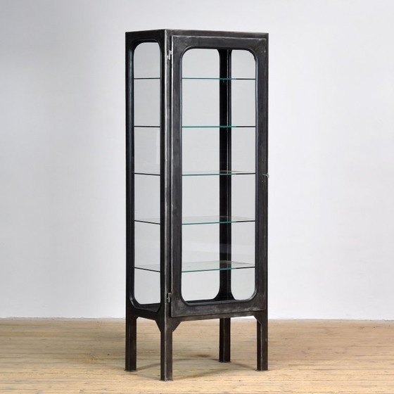 Vintage Polished Medical Cabinet, 1970s – Display cabinets, Glass, polished steel (photo 3 of 9)