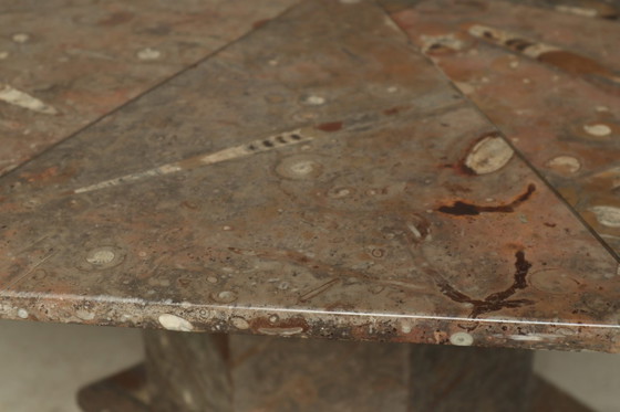 Image 1 of Fossil Stone Pedestal Coffee Table, France, 1970's