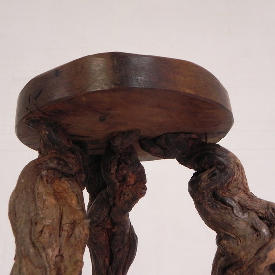 Image 1 of Ensemble de 3 tabourets de bar vintage en fibres végétales, années 1960