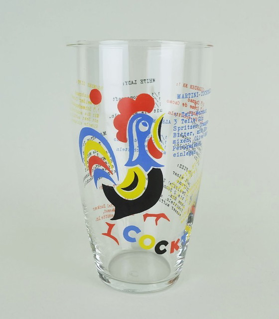 Image 1 of Moderne glazen cocktailshaker uit het midden van de vorige eeuw met recepten uit de jaren 50