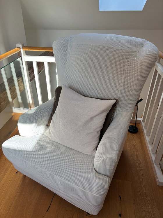 Wing chair from Wagner Möbelmanufaktur – Bielefelder Werkstätten, Armchairs, Textile, Wood (photo 4 of 5)