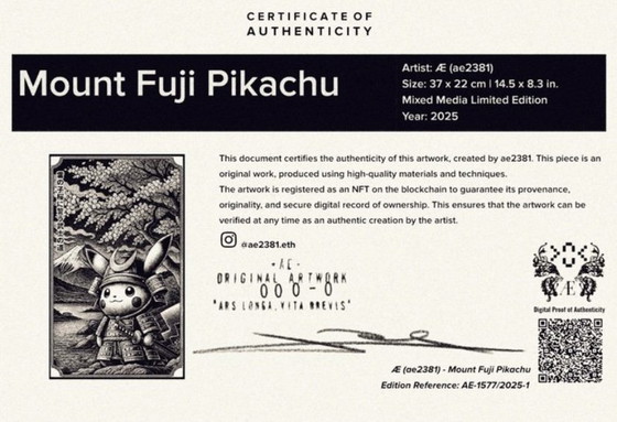 Image 1 of Kunstwerk Pikachu (Pokémon) Berg Fuji