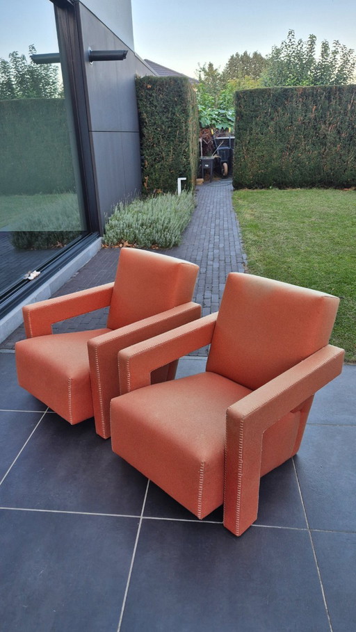 2x Fauteuils Originaux Cassina 637 Utrecht - Gerrit Rietveld