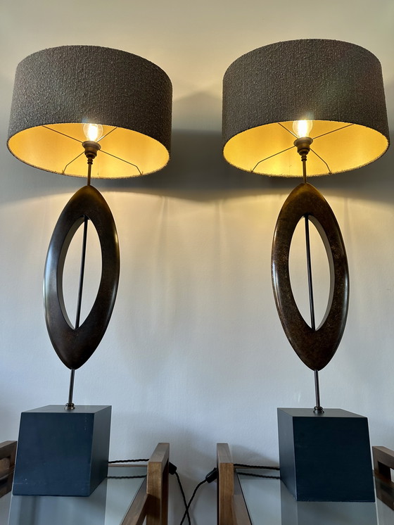 Image 1 of Porta Romana Sculpted Manhattan Large table lamp set 2 pieces