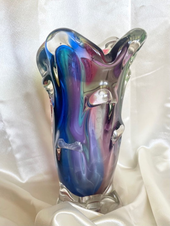 Image 1 of Élégant vase en verre soufflé à la bouche - Marinha Grande, Portugal