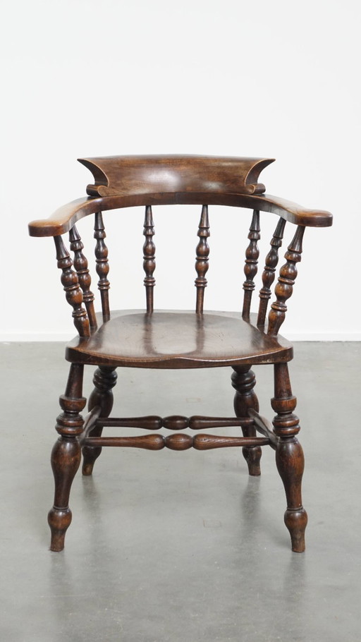 Sedia da scrivania/sedia da capitano antica inglese dei primi anni del 1800