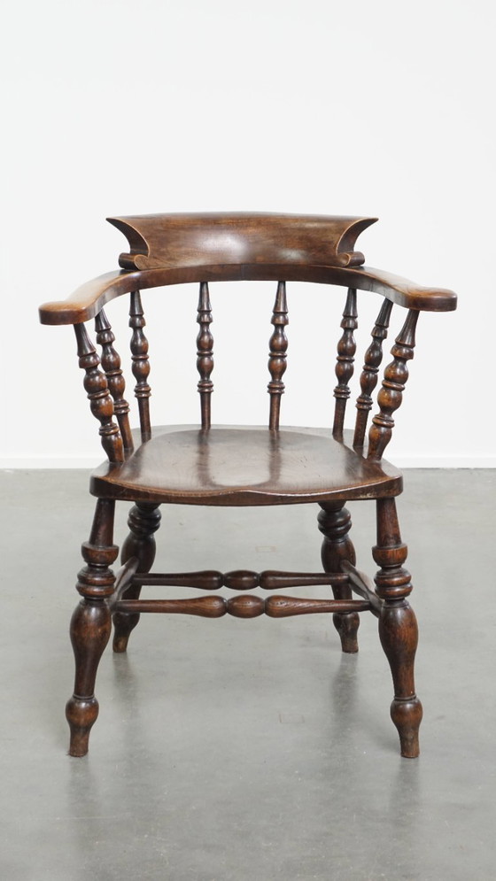 Image 1 of Englischer antiker Beistell-/Schreibtischstuhl/Kapitänsstuhl aus dem frühen 19. Jahrhundert