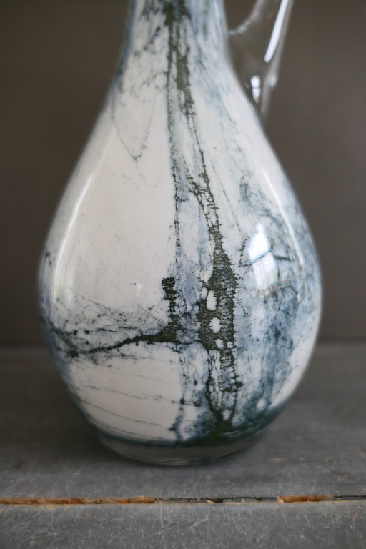Vase Vintage en verre Blanc Gris