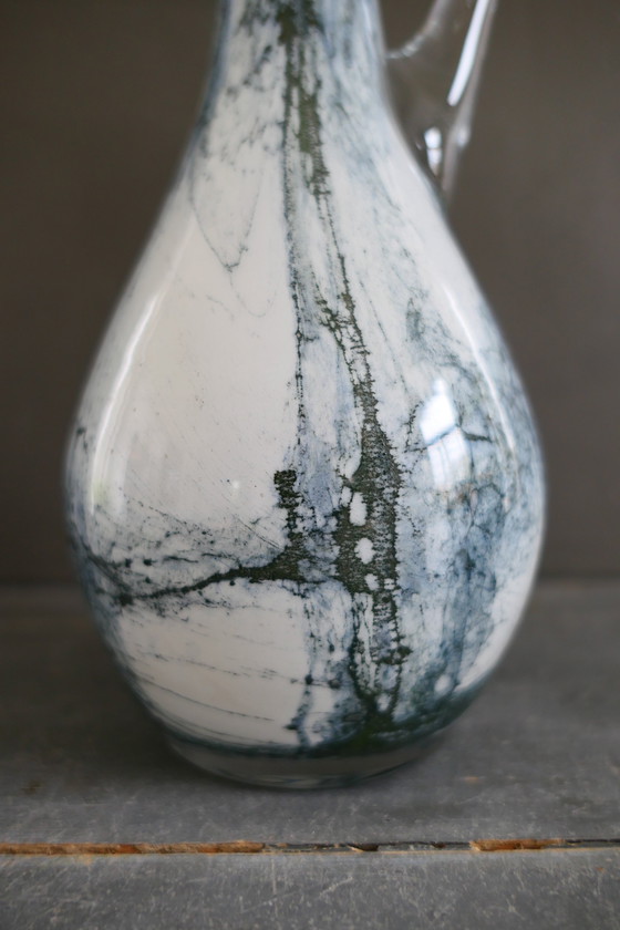 Image 1 of Vintage Glazen Vaas Wit Grijs