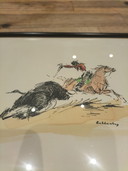 2 Lithografien von Stierkämpfen unter Glas