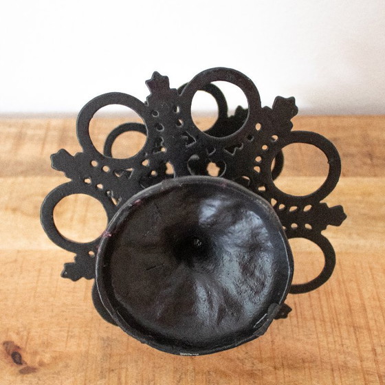 Image 1 of Vintage French Cast Iron Egg Stand with Rooster