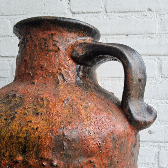 Image 1 of XXL West Germany Floor Vase Carstens Tonnieshof Fat Lava / West Germany Ceramic Vase Extra Large