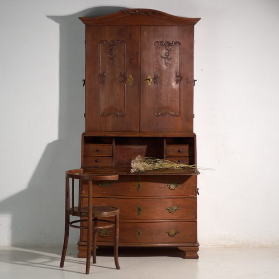 Antico scrittoio-libreria in rovere – Europa Centrale, circa 1850 – Scrivanie, Brass, Barok (photo 5 of 40)