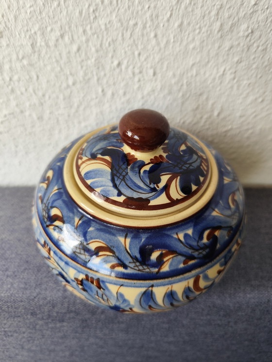 Image 1 of Vintage koektrommel van handbeschilderd keramiek, collector's item