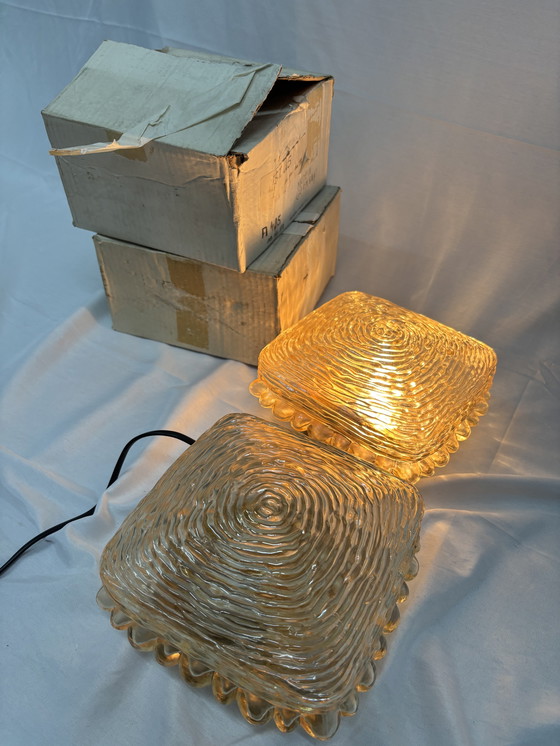 Image 1 of Lot de 2 lampes de plafond ou appliques murales vintage, Glashütte, Limbourg