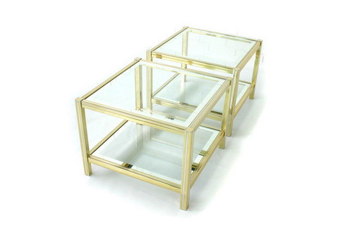 1 of 2 Italian Hollywood Regency Bi-Color Side Table, table d'appoint