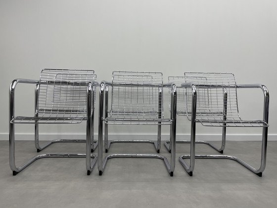 Image 1 of Set of 6 vintage wire steel chairs