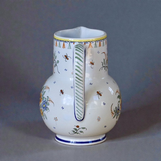 Image 1 of Handcrafted French carafe from Moustiers, hand-painted