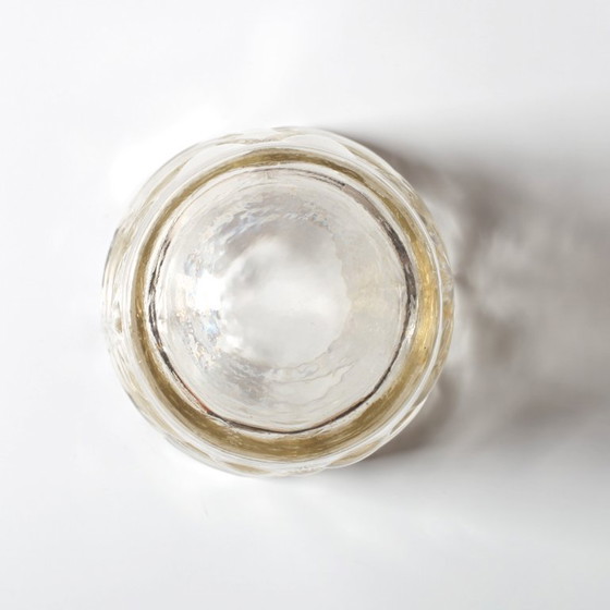Large Stylish Mid-century Solid Heavy Clear Patterned Glass Flower Vase / Fidenza / Italy / 1960s (photo 12 of 14)