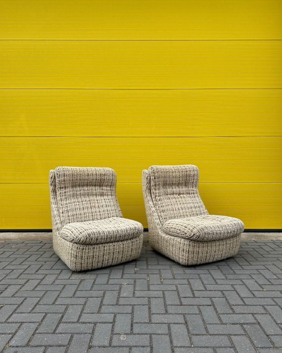 Image 1 of Set di poltrone lounge vintage - Intrecciato color crema/beige/marrone