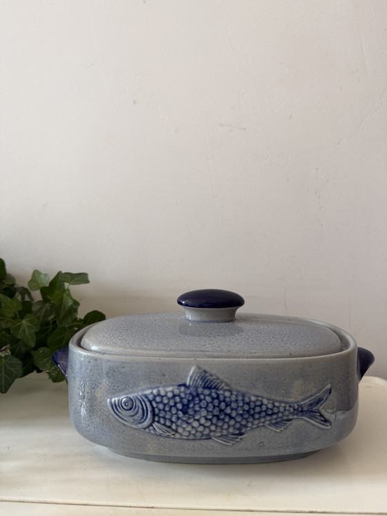 Image 1 of Danish ceramic oven dish fish relief