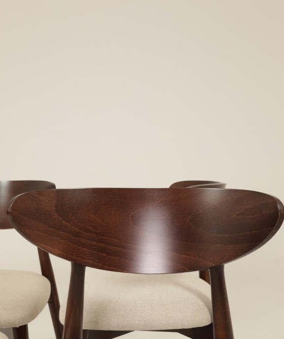 Image 1 of Set di 6 sedie da pranzo scandinave con motivo a spina di pesce tradizionale