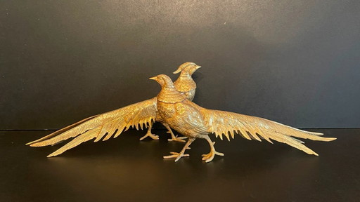 Pair of pheasants Maison Forrest * Hollywood Regency * Vintage 80s