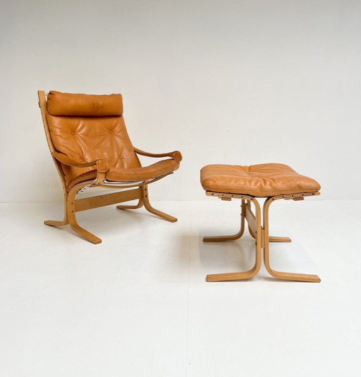 Siësta fauteuil met voetenbank van Ingmar Relling voor Westnofa, 1970's