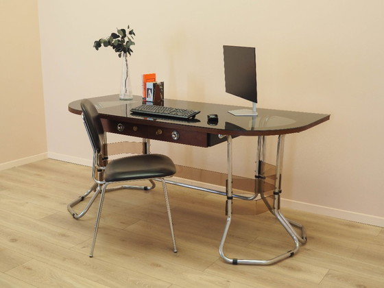 Image 1 of Mahogany desk, Italian design, 1980s, made in Italy