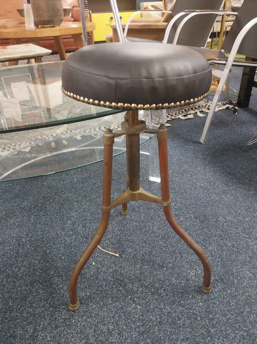 1 x Hughes & Son piano stool 1920s copper and brass new seat