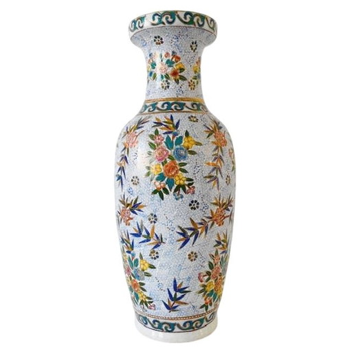 Chinese floor vase XL flowers vintage 1960s