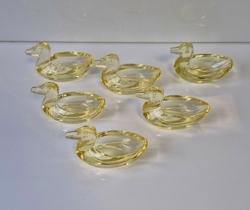 Gebrüder Feix Albrechtsdorf 6 patos para sal/aguardiente vaso de cristal hacia 1930