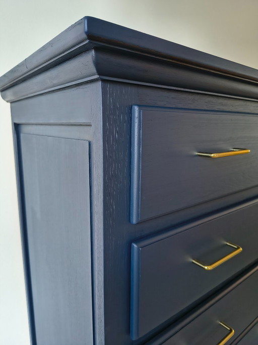 Massief Eiken Ladenkast – Dark Blue & Gold – ladekasten, Wood (photo 2 of 10)