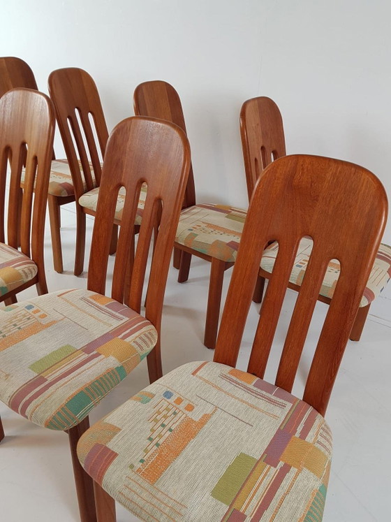 8 Vintage Stoelen | Dining Chairs Ansager Møbler Danish – Eetkamerstoelen, Wood, Textile (photo 6 of 12)