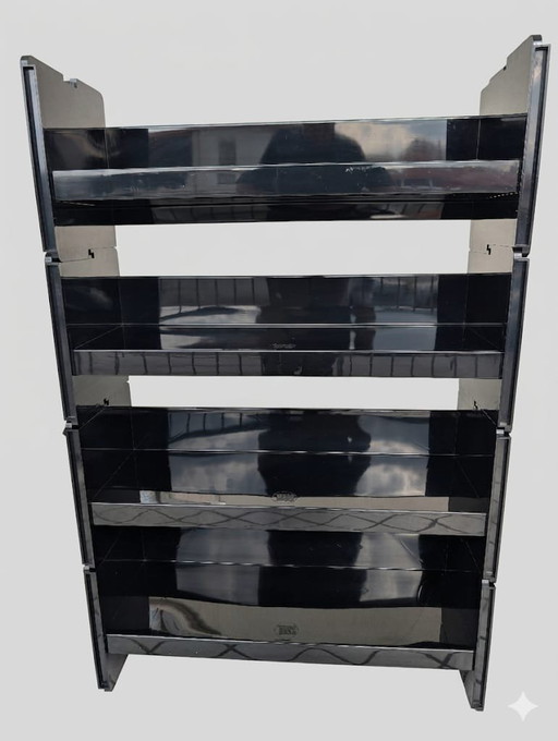 Jeep BBB Italia modulaire boekenkast, zwart, ontworpen door De Pas, Durbino, Lomazzo, jaren 70