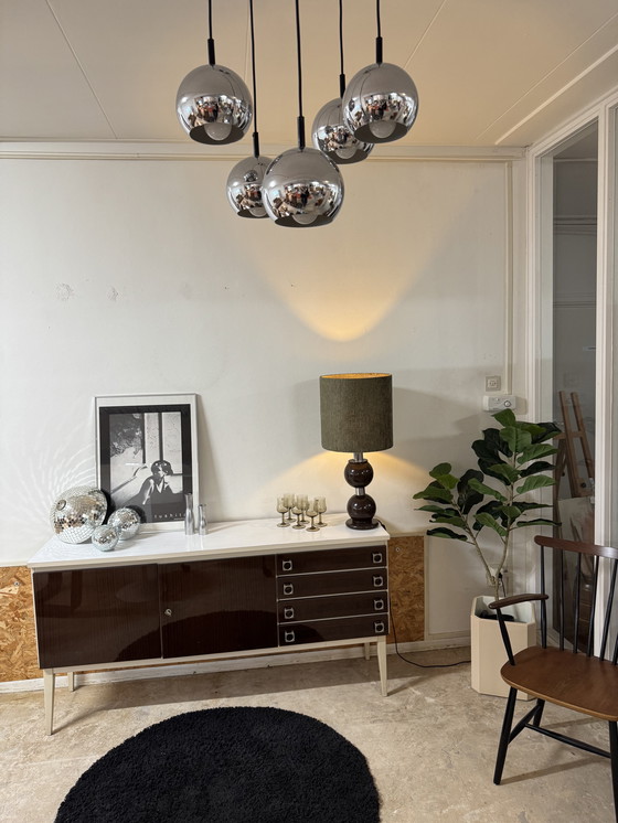 Image 1 of Vintage Pendant Lamp 1970s Chrome