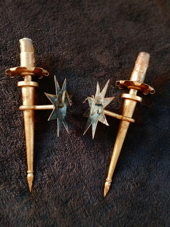 Splendido set di applique da parete in ferro dorato di Gilbert Poillerat – Gold, Iron (photo 4 of 6)