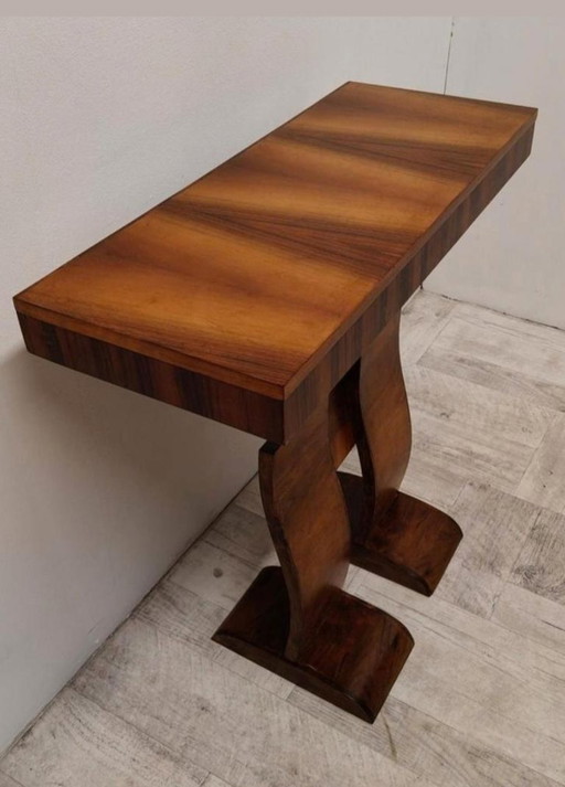 Art-Deco-Konsolentisch – Walnussholz – 1940er/50er Jahre