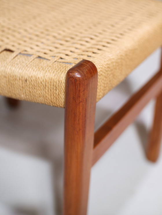 Image 1 of 4x Chaises de salle à manger Papercord Teck Danois Vintage