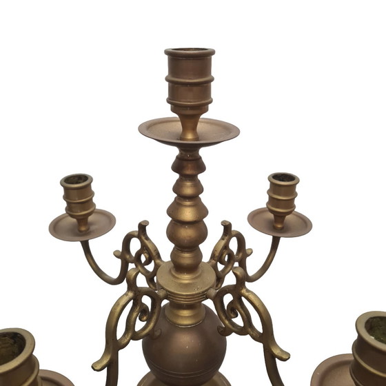 Image 1 of Antiker 5-Arm-Kerzenleuchter aus Messing, 1970er/80er Jahre