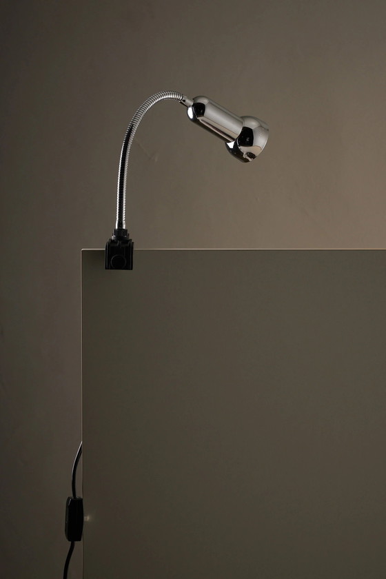 Lampada a morsetto cromata di Cosack, Cosack Leuchten, Lampade da scrivania, Metallo, Cromo, Nero, Space Age (foto 3 di 5)