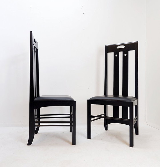 Image 1 of Paar "Ingram"-Hochlehner-Stühle von Charles Rennie Mackintosh für Cassina, 1980er Jahre